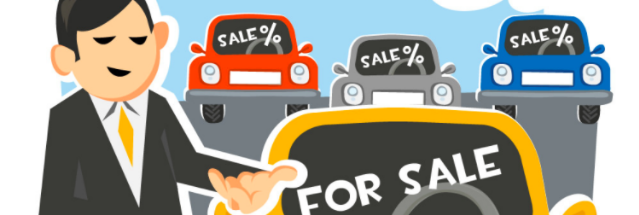 Cars with "Sale" on windows animated