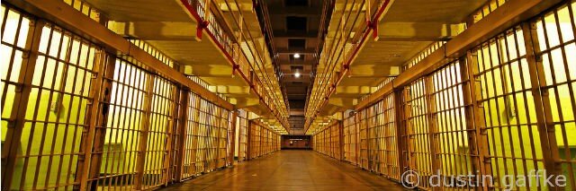Inside of an empty jail ward