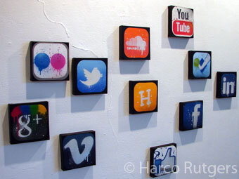 Social media icons on the wall