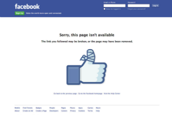 Screenshot of Facebook webpage not available