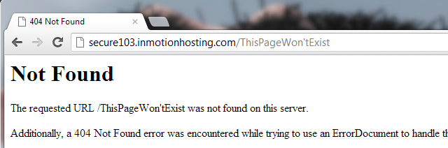 Screenshot of 404 error for a website
