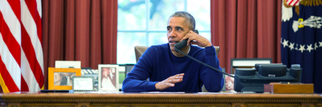 President Obama on the phone