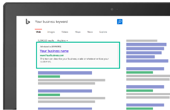 Screenshot of Bing Search of "Your business Keywords"