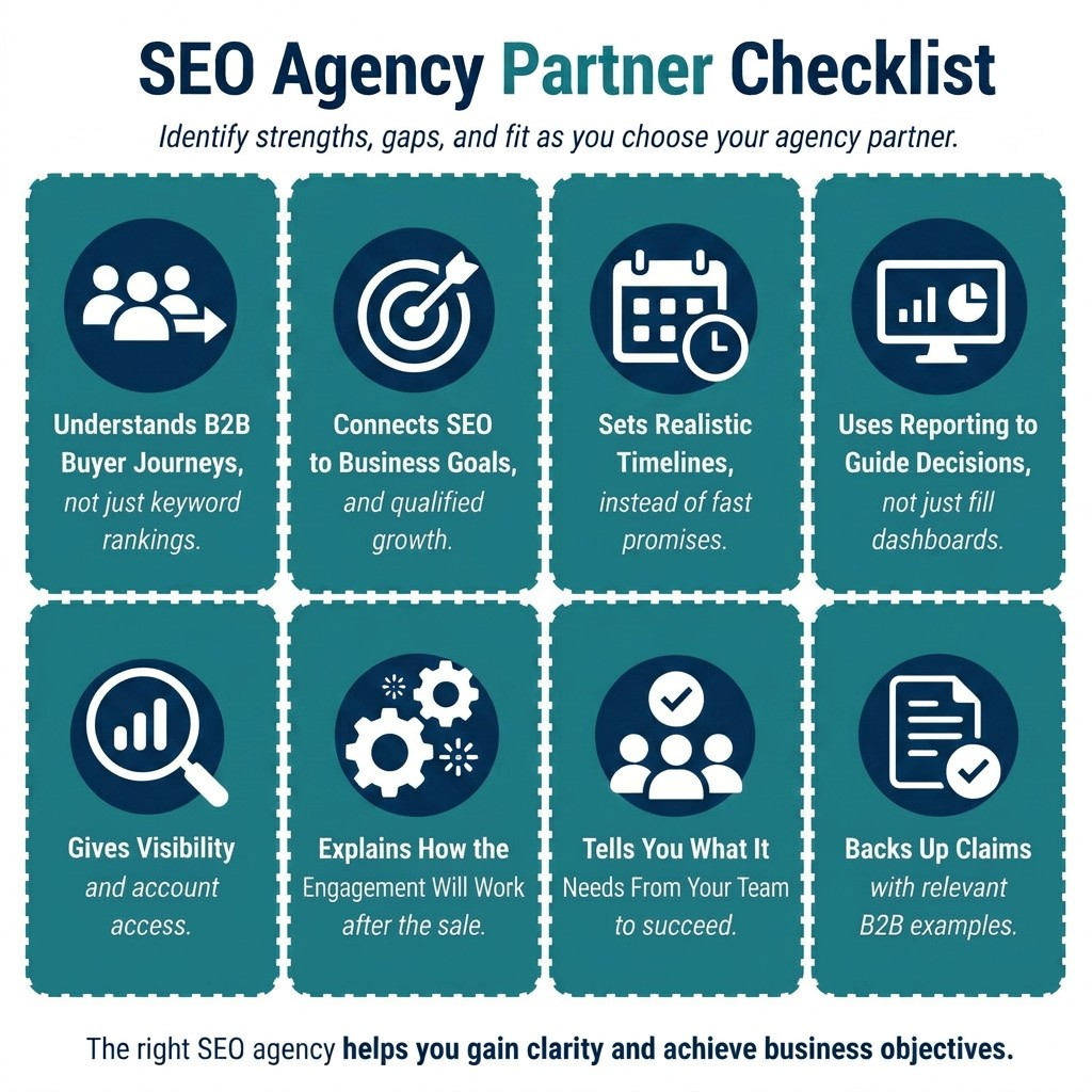 SEO Agency Partner Checklist: 8 criteria for choosing a partner focused on B2B success, not just rankings.
